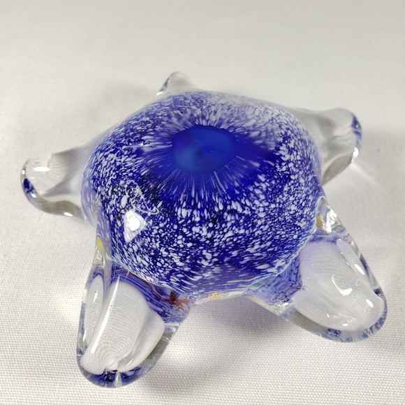 Art Glass Starfish Paperweight Starfish Shape w/ Ocean Floor Scene Millefiori 4" - Picture 9 of 9